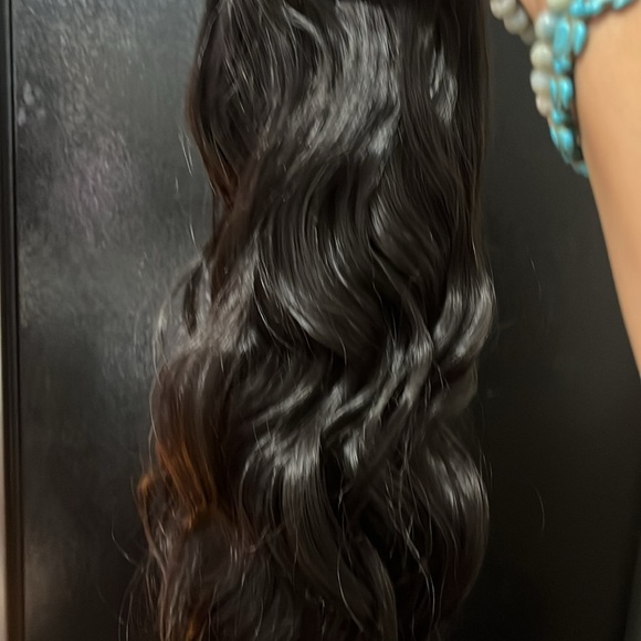 HMD Clip In Long Wavy Hair Extension 4PCS Synthetic Hairpieces 20” Dark Brown - Picture 6 of 7